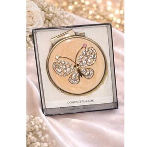 Elegant Gold Butterfly Compact Mirror